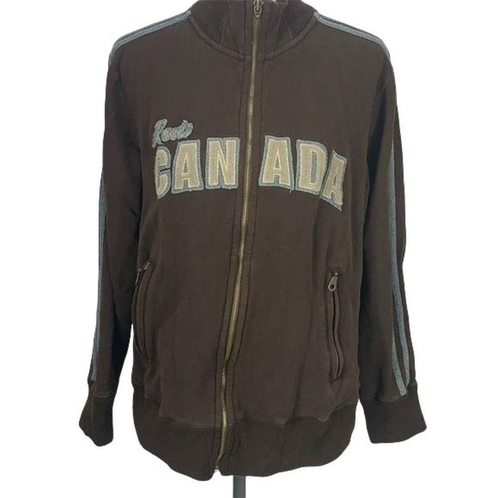 Roots 73 Athletics 1973‎ Canada Brown Zip Up Jacket Medium